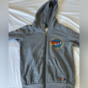 Aviator Nation Gray Hoodie with Rainbow Emblem